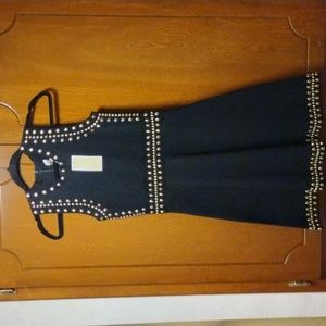 Michael Kors Petite black/gold studded dress